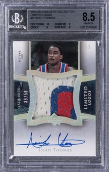 2004-05 UD "Exquisite Collection" Limited Logos #IT Isiah Thomas Signed Game Used Patch Card (#39/50) – BGS NM-MT+ 8.5/BGS 10